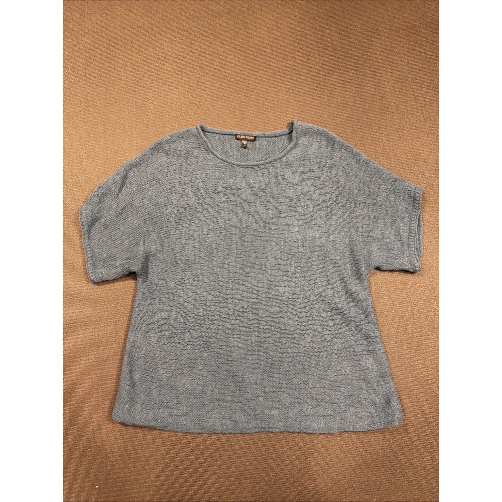 Eileen Fisher Lightweight Wool Sweater Blue Knit Size Medium